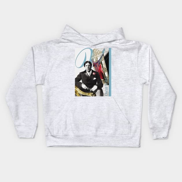 Oscar Wilde Collage Portrait Kids Hoodie by Dez53